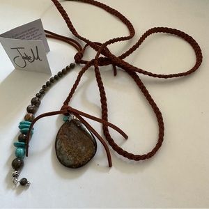 Womens‎ Jodie M. QVC nomad lariat natural stone leather necklace